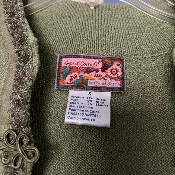 Vintage April Cornell Pistachio Green Cardigan - Picture 5 of 5